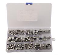 Lot de 175 écrous hexagonaux M3-M8 avec anneau en nylon, 304 résistant aux vibrations, boîte de rangement pour réparations de bricolage et bricolage