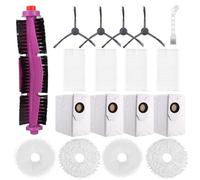 Lot de 18 Accessoires Complet pour Eureka J12 Ultra Aspirateur Robot, 4 Filtres HEPA, 1 Brosse Principale, 4 Sacs à Poussière, 4 Brosses Latérales, 4 Chiffons Nettoyage, Compatible Midea V12