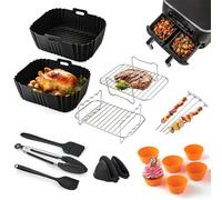 Lot de 18 accessoires pour friteuse à air chaud Ninja Foodi Max Dual Zone AF400EU AF300EU 9,5 l Airfryer Accessoires pour Double Stack XL SL400EU Moule en silicone pour friteuse à air chaud Cosori