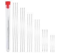 Lot de 18 aiguilles à perles - 6 tailles - Grand œil - Bouteille incluse - Pour enfiler des perles - Aiguilles à coudre en acier inoxydable