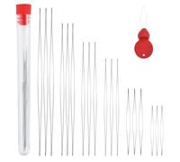 Lot de 18 aiguilles à perles en acier inoxydable - 6 tailles - Avec 1 enfile-aiguille de citrouille - Aiguilles à perles à gros œil - Pour bracelets, bijoux, artisanat et fabrication de bijoux