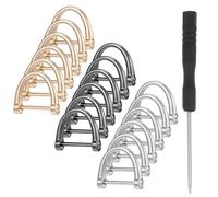 Lot de 18 anneaux en D pour porte-clés de sac à main, manille à vis, fer à cheval, vis en forme de U, fermoir en métal pour sacs de bricolage (or, noir, argent)