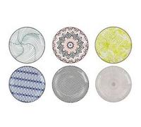 Lot de 18 assiettes plates ERES rondes, plat de service à pâtes, salades et desserts, plats sucrés en porcelaine multicolore