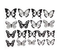 Lot de 18 autocollants muraux transparents réalistes et brillants en forme de papillon 3D - Décoration murale - Fournitures de loisirs créatifs - Cadeau de Saint-Valentin, de Noël, d'anniversaire
