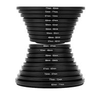 Lot de 18 bagues d'adaptation Step Up/Down pour filtre d'objectif UV et bagues polarisantes pour tous les appareils photo reflex numériques avec kit d'accessoires de 37 à 82 mm