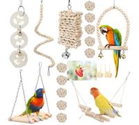 Lot de 18 balançoires pour perroquet - Jouets sûrs et amusants pour perruches, perruches, calopsittes, conures et oiseaux d'amour