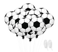 Lot de 18 ballons décoratifs de football, 2 rouleaux de rubans, ballons décoratifs sur le thème du football, ballons en aluminium, accessoires de décoration