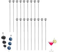 Lot de 18 bâtonnets à cocktail, cure-dents en acier inoxydable, bâtonnets de fruits réutilisables, bâtonnets à dessert pour collations, antipasti, cocktails