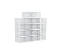 HOMCOM Lot de 18 boites cubes rangement à chaussures modulable avec portes transparentes - dim. 25L x 35l x 19H cm