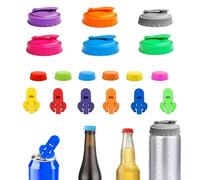 Lot de 18 bouchons de canettes de boisson, couvercles de bouteille de bière et ouvre-canettes, couvercles en silicone pour canettes, couvercles réutilisables en silicone coloré pour bouteilles de