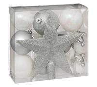 LOT DE 18 BOULES DE NOEL ARGENT BLANC