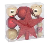 LOT DE 18 BOULES DE NOEL ROUGE OR