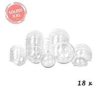 Lot de 18 Boules en Plastique transparent séparable, 3 tailles 8, 10 et 12 cm, Contenant alimentaire - Unique