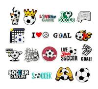 Lot de 18 breloques décoratives pour chaussures de football Jibbitz, accessoires de décoration Crocs pour chaussures de football, pour garçons, filles, hommes et femmes