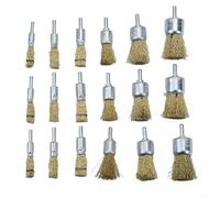 Lot de 18 brosses en acier inoxydable à tige de 6 mm pour meuleuse d'angle et outil rotatif - Assortiment de 18 pièces (10 mm à 30 mm) avec poils plaqués cuivre pour R