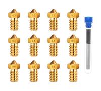 Lot de 18 buses en laiton pour imprimante 3D AnkerMake, Anycubic Kobra, Ender 3, E3D V5/V6 avec aiguille de nettoyage, nettoyeur de buse et accessoires pour impressions de précision (0,2/0,4/0,6 mm)