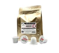 Lot de 18 capsules à base d'hibiscus compatibles avec Nespresso OriginalLine - Capsules à usage unique pour machines à café