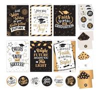 Lot de 18 cartes de remise de diplôme chrétiennes avec enveloppes et autocollants - 6 motifs avec message imprimé à l'intérieur - Cartes de remise de diplôme religieuses de 12,7 x 17,8 cm