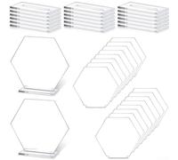 Lot de 18 cartons de table hexagonaux transparents en acrylique - Pour mariage, anniversaire - Élégantes cartes de place à écrire soi-même - Vierges pour la décoration - 10 x 5 cm