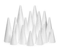 Lot de 18 cônes en mousse pour travaux manuels, 5 tailles assorties pour arbres, décorations de vacances, nains faits à la main (blanc, 10, 15, 20, 25, 30 cm)