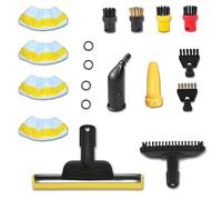 Lot de 18 d’Accessoires pour Nettoyeur Vapeur Kärcher SC1 SC2 SC3 SC4 SC5 EasyFix, Serpillières Microfibre, Brosses Nylon/Laiton, Buse Jet, Rallonge, Suceur, Joints de Rechange