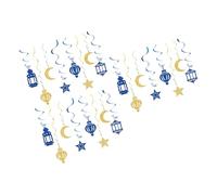 Lot de 18 décorations à suspendre en spirale pour l'Aïd, les fêtes de l'Aïd, la maison, la salle de classe, la décoration de fenêtre, tourbillons en papier permanent
