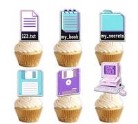 Lot de 18 décorations de cupcakes à paillettes pour carnet d'exercices sur le thème des livres d'exercices pour homme et femme - Fournitures de décoration de fête d'anniversaire