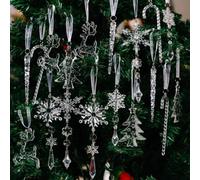 Lot de 18 décorations de Noël à suspendre en acrylique transparent | Matériau acrylique transparent, incassable et conserve un aspect éclatant pendant des années d'utilisation saisonnière