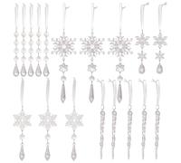 Lot de 18 décorations de Noël en acrylique avec pendentifs pour sapin de Noël, pays des merveilles d'hiver, Nouvel An (transparent)