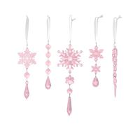 Lot de 18 décorations de Noël en acrylique avec pendentifs pour sapin de Noël, pays des merveilles d'hiver, Nouvel An (rose)