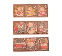 Lot de 18 décorations de Noël en bois à suspendre - Ange - Bonhomme de neige - Décoration de voiture - Maison de poupée sans visage - Ornements de fête sans visage à suspendre