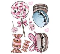 Lot de 18 écussons thermocollants pour textiles - Format A4 - Pour enfants et garçons - Motif : licorne, animaux de la forêt - À repasser - Différents designs - Pour transfert (18 - Macarons et