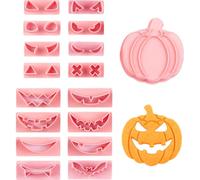 Lot de 18 emporte-pièces en plastique 3D pressables en forme de tête de citrouille pour Halloween, emporte-pièces en relief pour décoration de fête d'Halloween