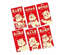 Lot de 18 enveloppes rouges Année du cheval 2026 - Poches porte-monnaie en papier épais estampillées dorées pour le Nouvel An chinois, 160 g - Pour fête du printemps, cadeau de festival (style B)