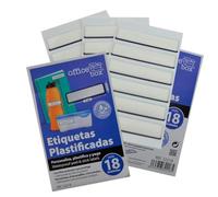Lot de 18 Etiquettes Autocollantes Adhésives Plastifiées, Idéales pour Identifier Tout Objet, Résistantes au Lave-vaisselle et au Micro-ondes, Format Rectangulaire Office Box