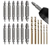 Lot de 18 extracteurs de vis endommagées, dureté de 63 à 65 HRC, modèle amélioré HSS 6542, outil de retrait de vis de préhension, cadeau pour adulte pour homme, ensemble d'embouts généraux à double