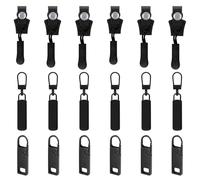 Lot de 18 fermetures éclair - Kit de réparation universel de fermeture éclair - Pour sacs, vêtements, valises - 3 tailles (noir)