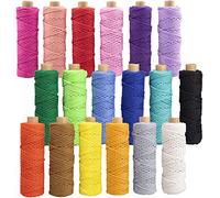 Lot de 18 fils de coton pour macramé 3 mm x 30 m - Corde en coton - Pour bricolage, artisanat, tricot, bohème, décoration murale, salon, balcon, chambre à coucher