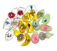 Lot de 18 fossiles d'ambre pour plantes - Pendentifs en fossile d'ambre - Différents exemples de plantes conservées dans de la résine - Jouets éducatifs pour enfants et collections scientifiques -