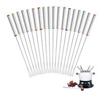 Lot de 18 Fourchettes à Fondue en Acier Inoxydable, 24 cm 6 colorées | Bâtonnets à Fondue avec Poignée Résistante à la Chaleur, pour Barbecue Chocolat Fromage Dessert Fruits Légumes Viande