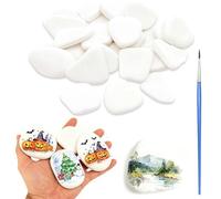 Lot de 18 galets plats à peindre, galets naturels de 3 à 8 cm, pour projets artistiques, peinture créative pour enfants et adultes, idéal pour les idées de bricolage, la décoration de la maison, le