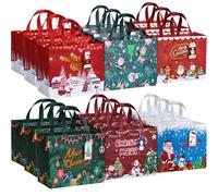 Lot de 18 grands sacs à cadeaux avec poignées - 33 cm - Sacs cadeaux de Noël non tissés réutilisables pour fournitures de fête de Noël, sacs à provisions de friandises de Noël, sacs à provisions pour