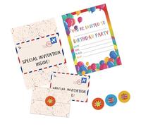 Lot de 18 invitations d'anniversaire pour enfants avec autocollants faciles à écrire