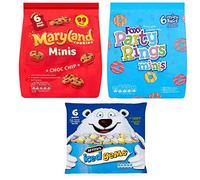 Lot de 18 mini biscuits Maryland - Frites de chocolat - Bagues de fête - Gemmes glacées - Petits sacs à friandises pour fêtes, boîtes à déjeuner, collations
