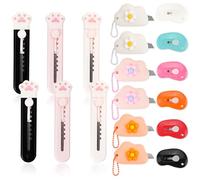 Lot de 18 mini couteaux utilitaires rétractables - Ouvre-lettres de poche avec trou pour porte-clés - Multicolore - Portable - En forme de nuage - Pour bureau, maison, loisirs créatifs