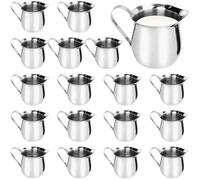 Lot de 18 Mini Pots à Lait en Inox 90 ml, Pichets à Crème avec Poignée | Petits Pichets de Service pour Café, Thé, Sauces, Sirop, Expresso, Maison, Cafés, Restaurants et Restauration