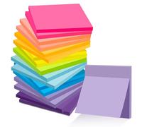 Lot de 18 notes autocollantes 76 mm x 76 mm, feuilles adhésives à écrire, très adhésives, 9 couleurs Super Sticky Notes pour l'école, la maison, le bureau, souvenir, liste de contrôle ou liste de