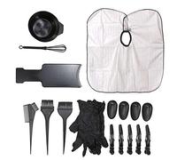 Lot de 18 outils de coloration pour cheveux - Tableau de teinture - Cape teintée - Brosse - Peigne - Bol - Pinces - Fouet - Cache-oreilles - Gants pour la maison