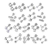 Lot de 18 paires de boucles d'oreilles géométriques simples en acier inoxydable pour triangle, cœur, étoile, lune, taille unique, Comme décrit, Comme décrit.