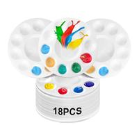 Lot de 18 palettes de mélange rondes en plastique de 15,8 cm - Palette aquarelle - Palette de mélange de peintures acryliques à l'huile avec 11 champs de mélange pour aquarelle, peinture artistique,